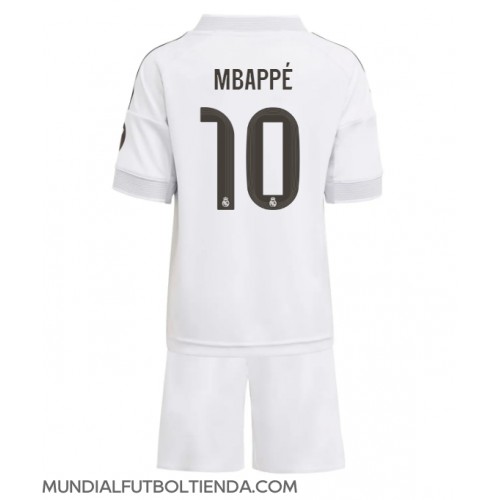 Camiseta Real Madrid Kylian Mbappe #10 Primera Equipación Replica 2025-26 para niños mangas cortas (+ Pantalones cortos)